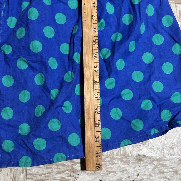 Vintage Blue Green Polka Dot Sundress Midi Women's Large Retro Boho - Picture 2 of 7